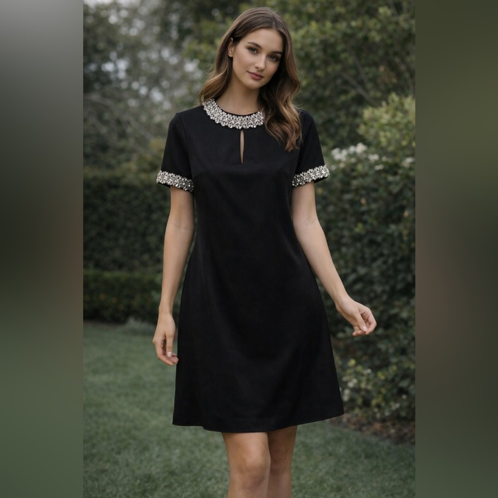 Black crystal mini dress